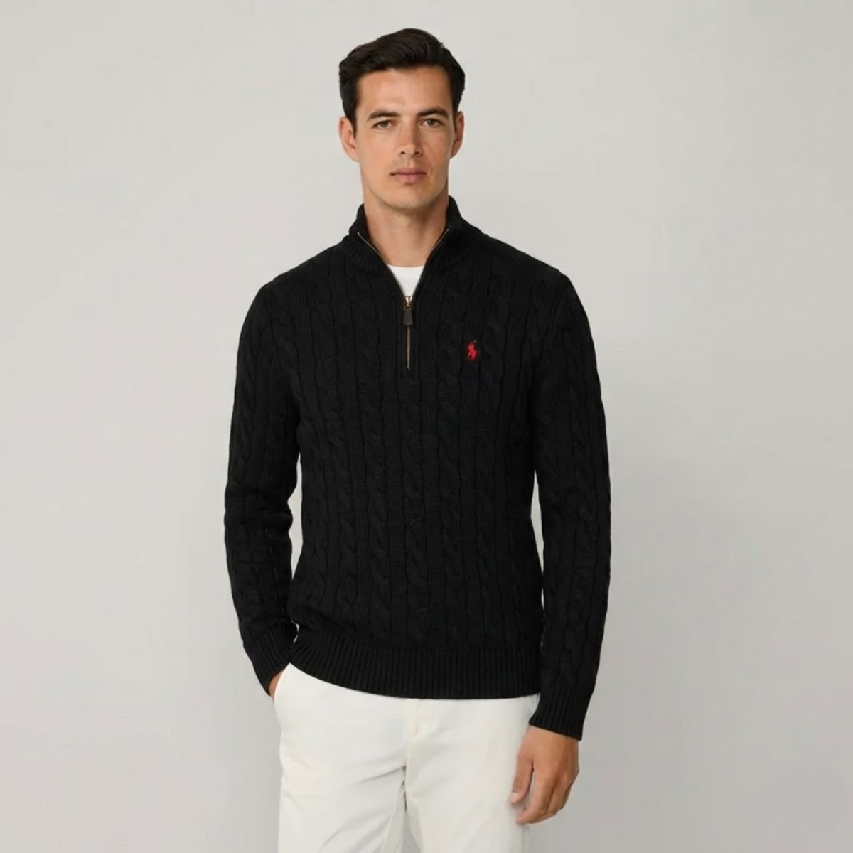 RL Cable-Knit Cotton Quarter-Zip Jumper | Clearance Sale