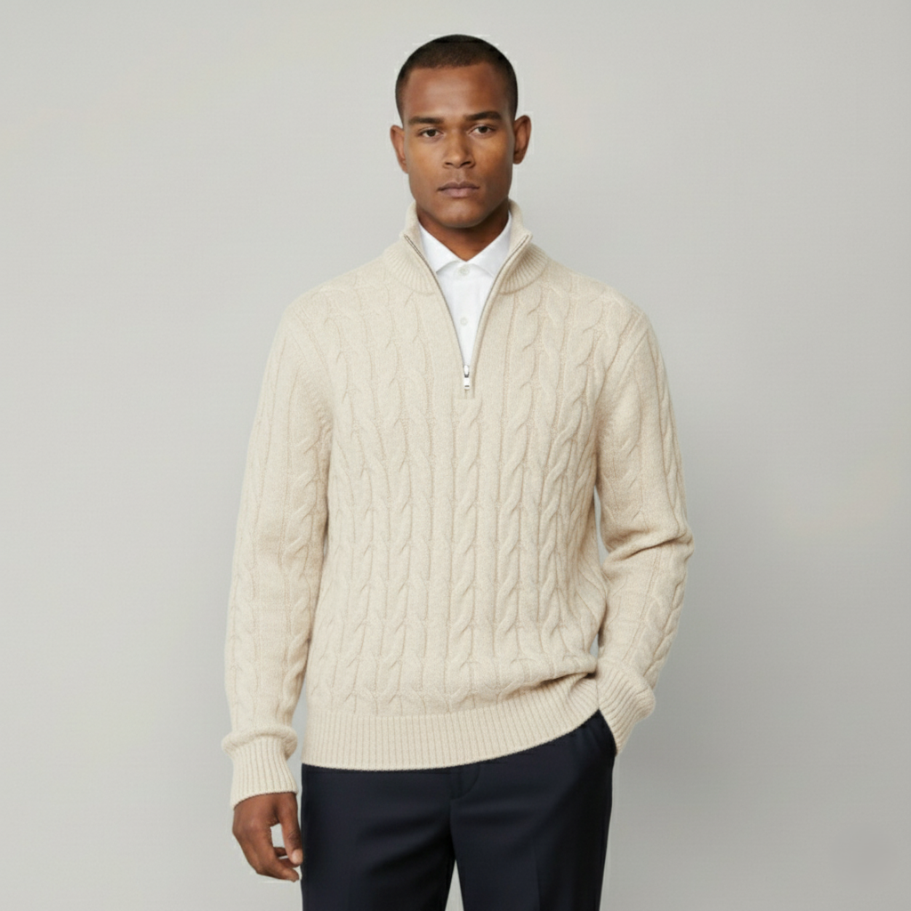 The Arran Heritage Cable Knit Half-Zip