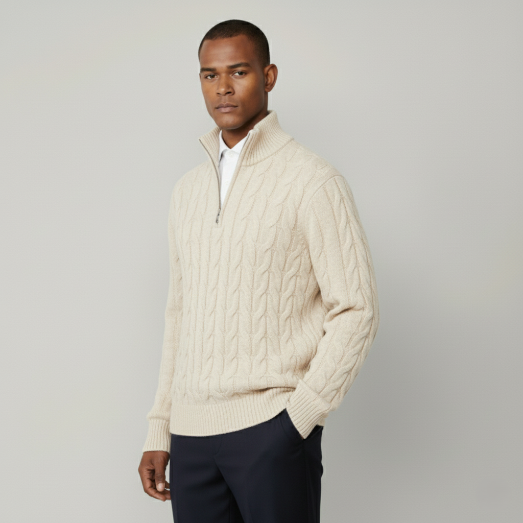 The Arran Heritage Cable Knit Half-Zip
