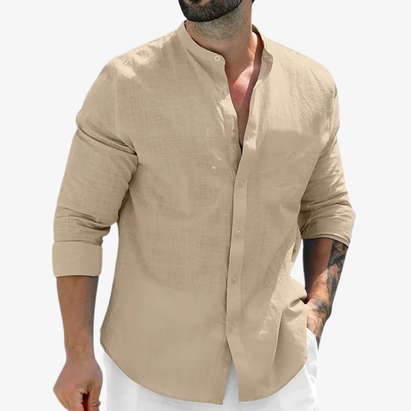 Men’s Linen Grandad Shirt