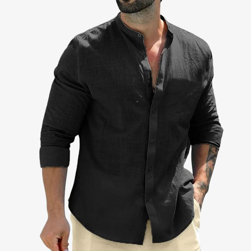 Men’s Linen Grandad Shirt