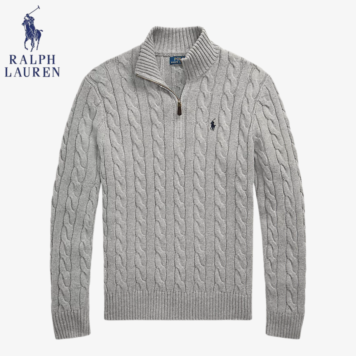 RL Cable-Knit Cotton Quarter-Zip Jumper | Clearance Sale