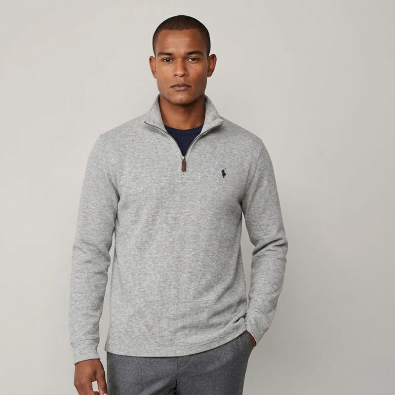 Men's Polo Cotton Quarter-Zip Jumper | Clearance Sale