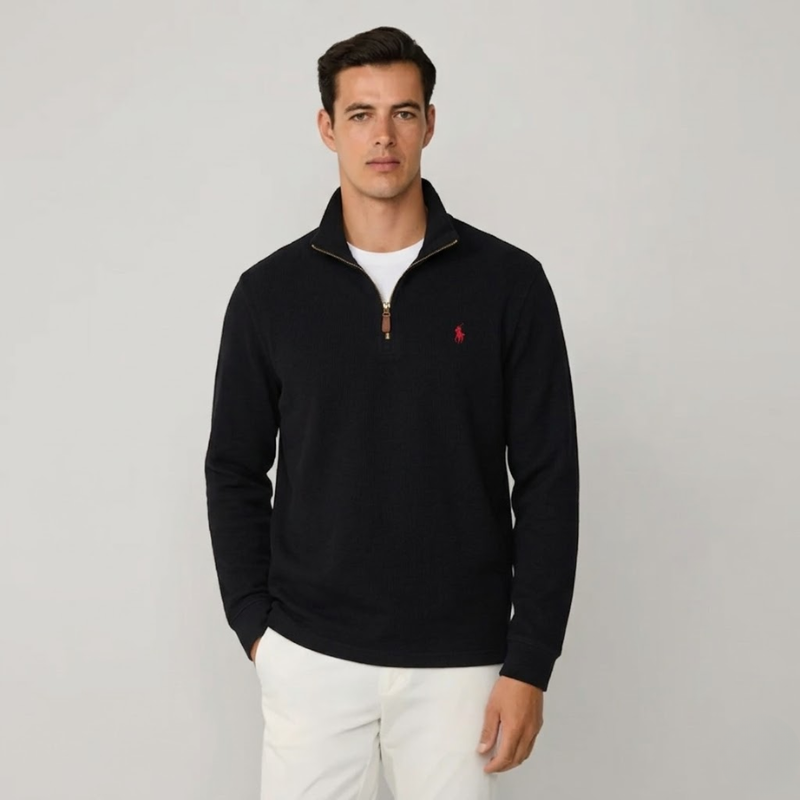 Men's Polo Cotton Quarter-Zip Jumper | Clearance Sale