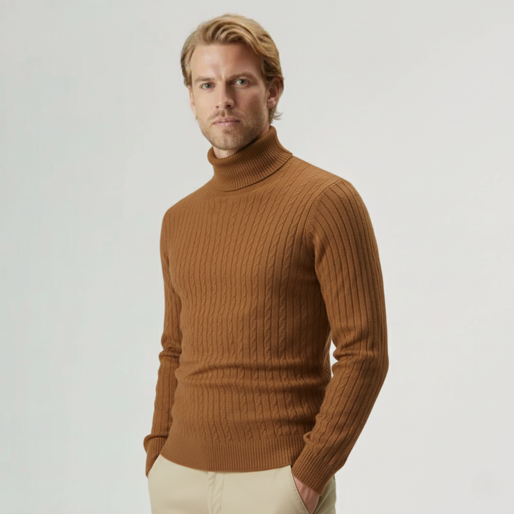 The Mayfair Cable Knit Roll Neck