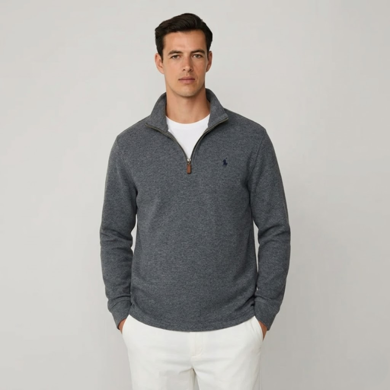 Men's Polo Cotton Quarter-Zip Jumper | Clearance Sale