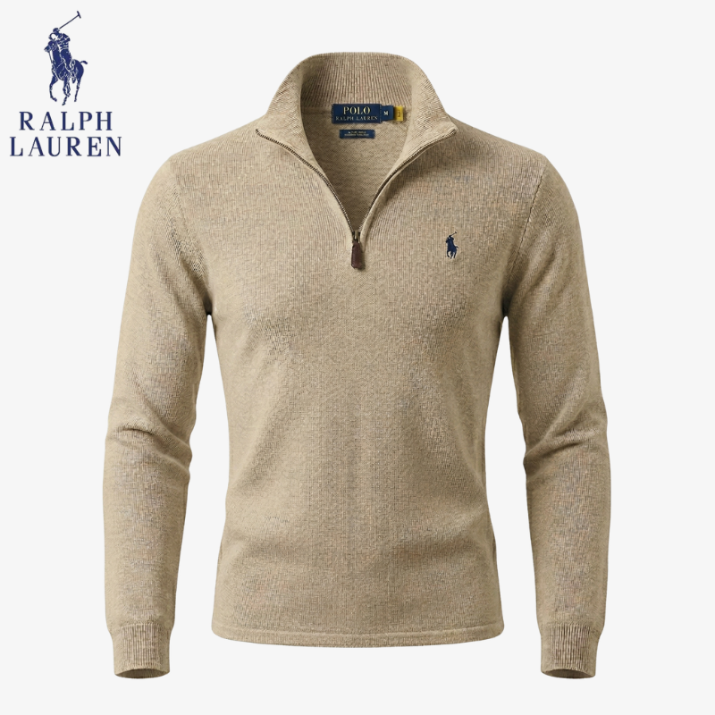 Men's Polo Cotton Quarter-Zip Jumper | Clearance Sale