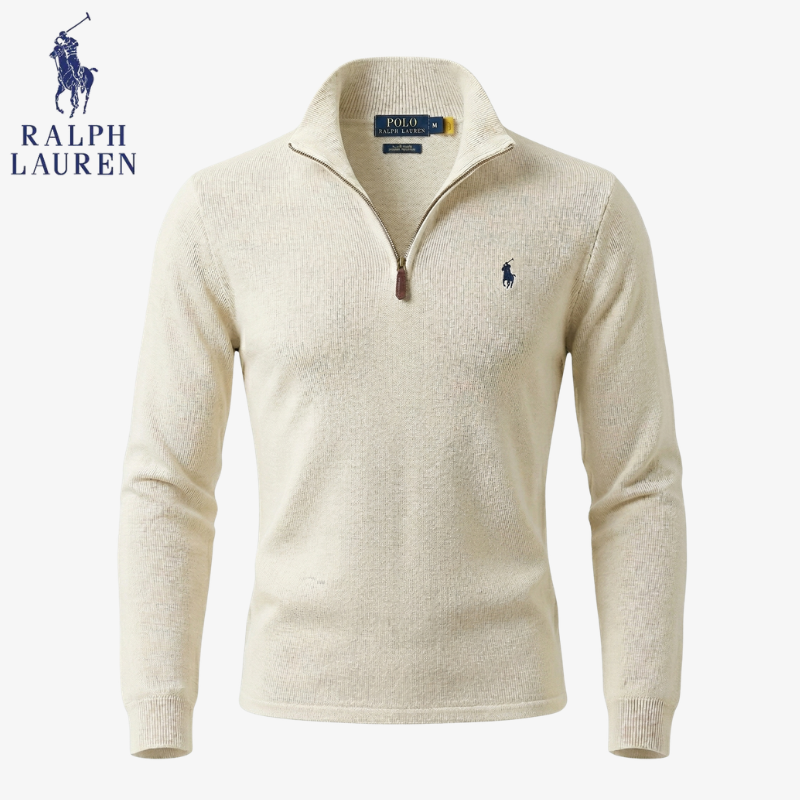 Men's Polo Cotton Quarter-Zip Jumper | Clearance Sale