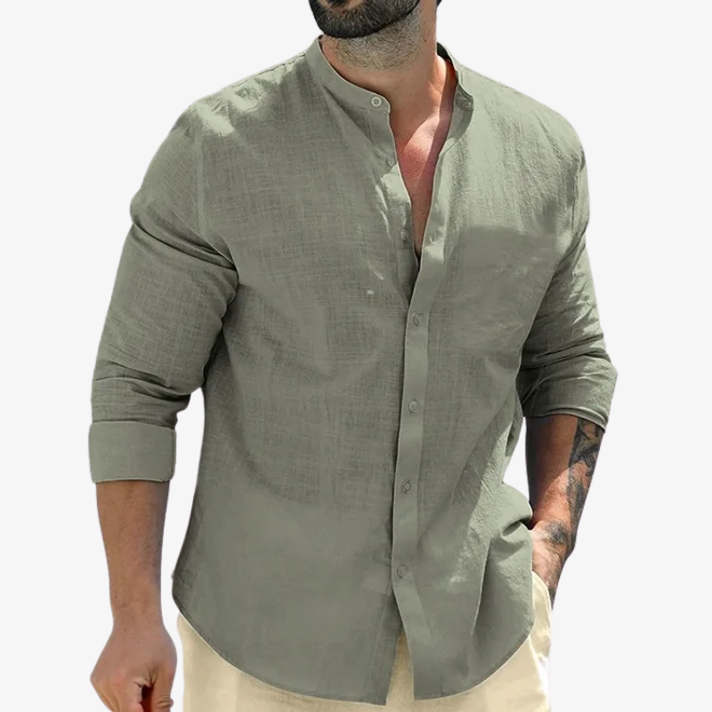 Men’s Linen Grandad Shirt