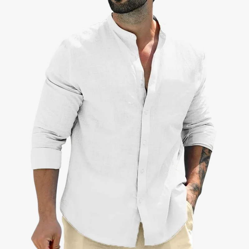 Men’s Linen Grandad Shirt