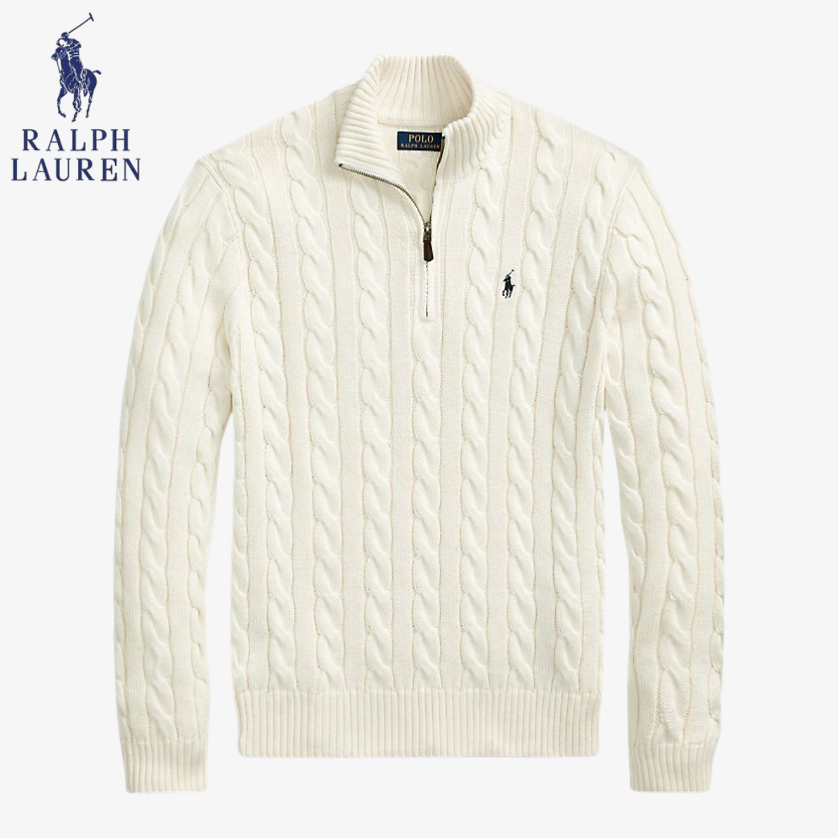 RL Cable-Knit Cotton Quarter-Zip Jumper | Clearance Sale