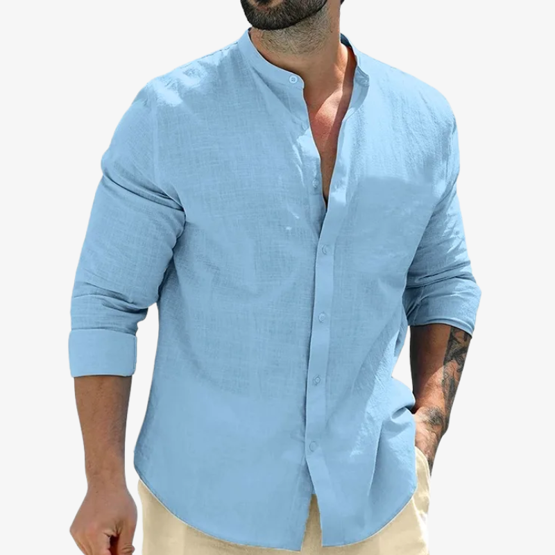 Men’s Linen Grandad Shirt