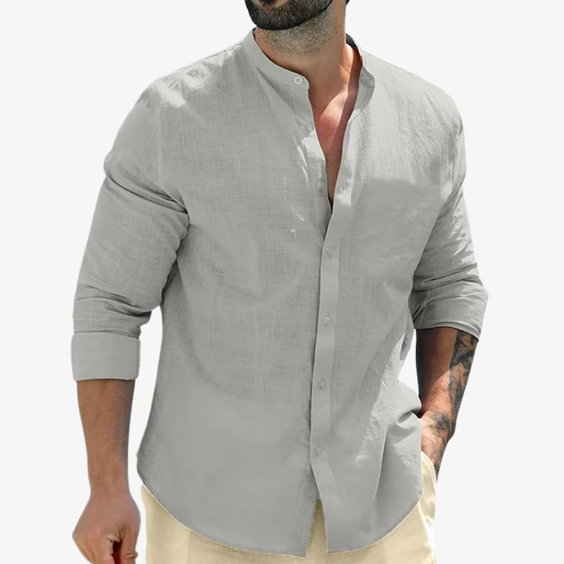 Men’s Linen Grandad Shirt