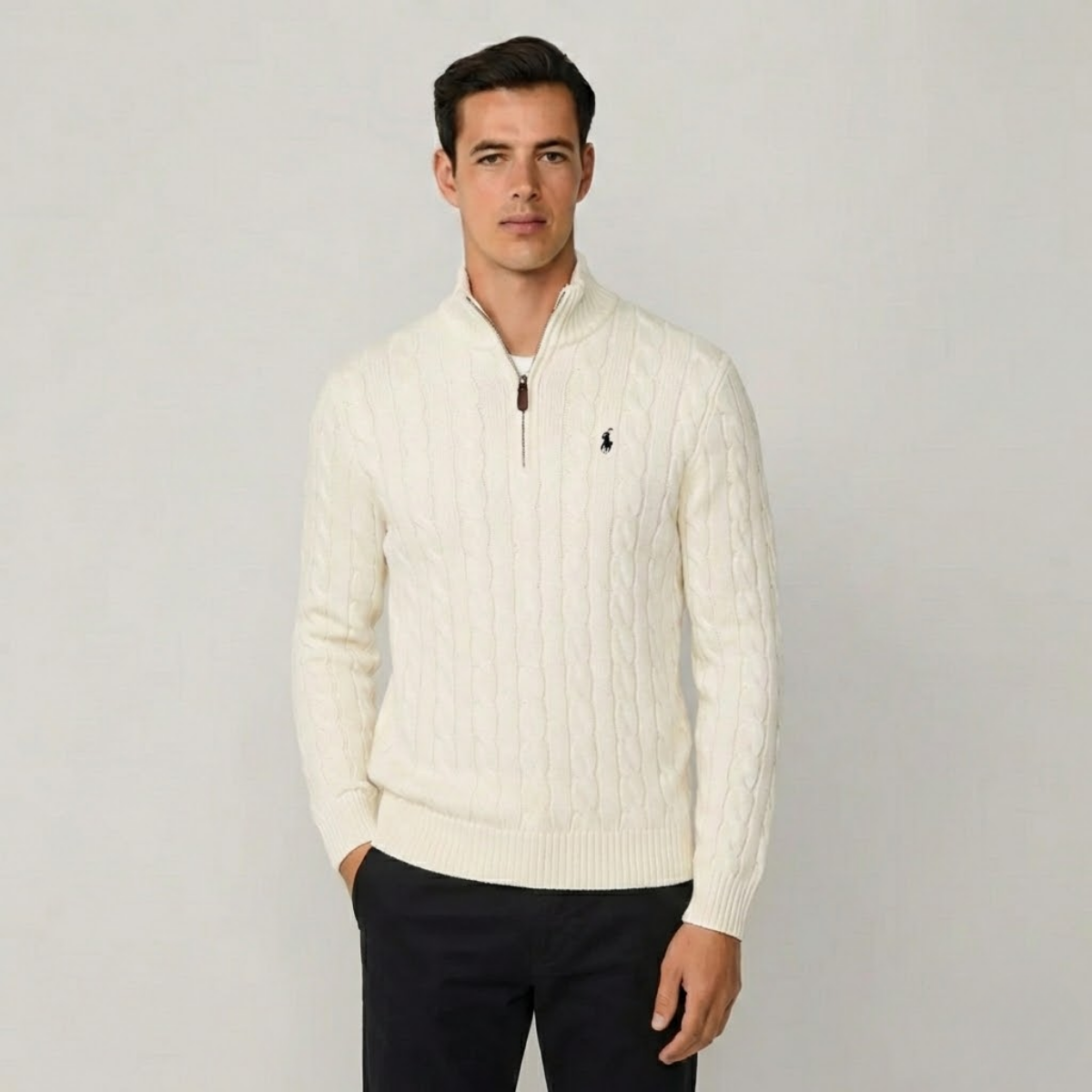 RL Cable-Knit Cotton Quarter-Zip Jumper | Clearance Sale