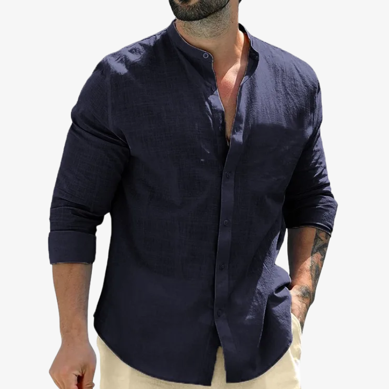 Men’s Linen Grandad Shirt