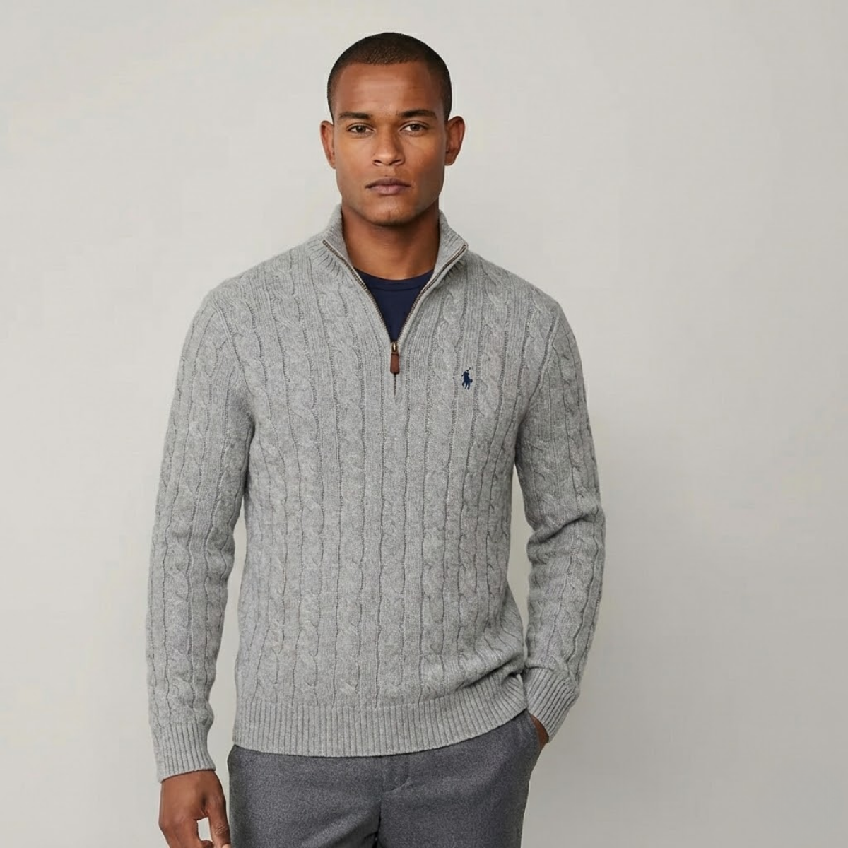 RL Cable-Knit Cotton Quarter-Zip Jumper | Clearance Sale