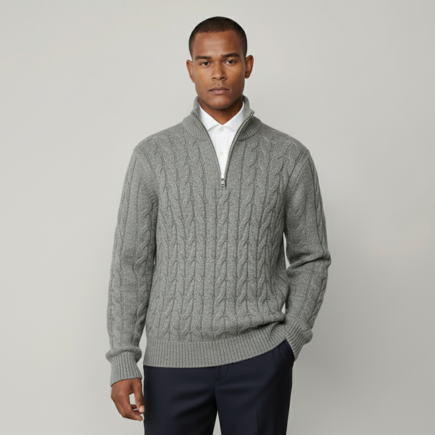The Arran Heritage Cable Knit Half-Zip