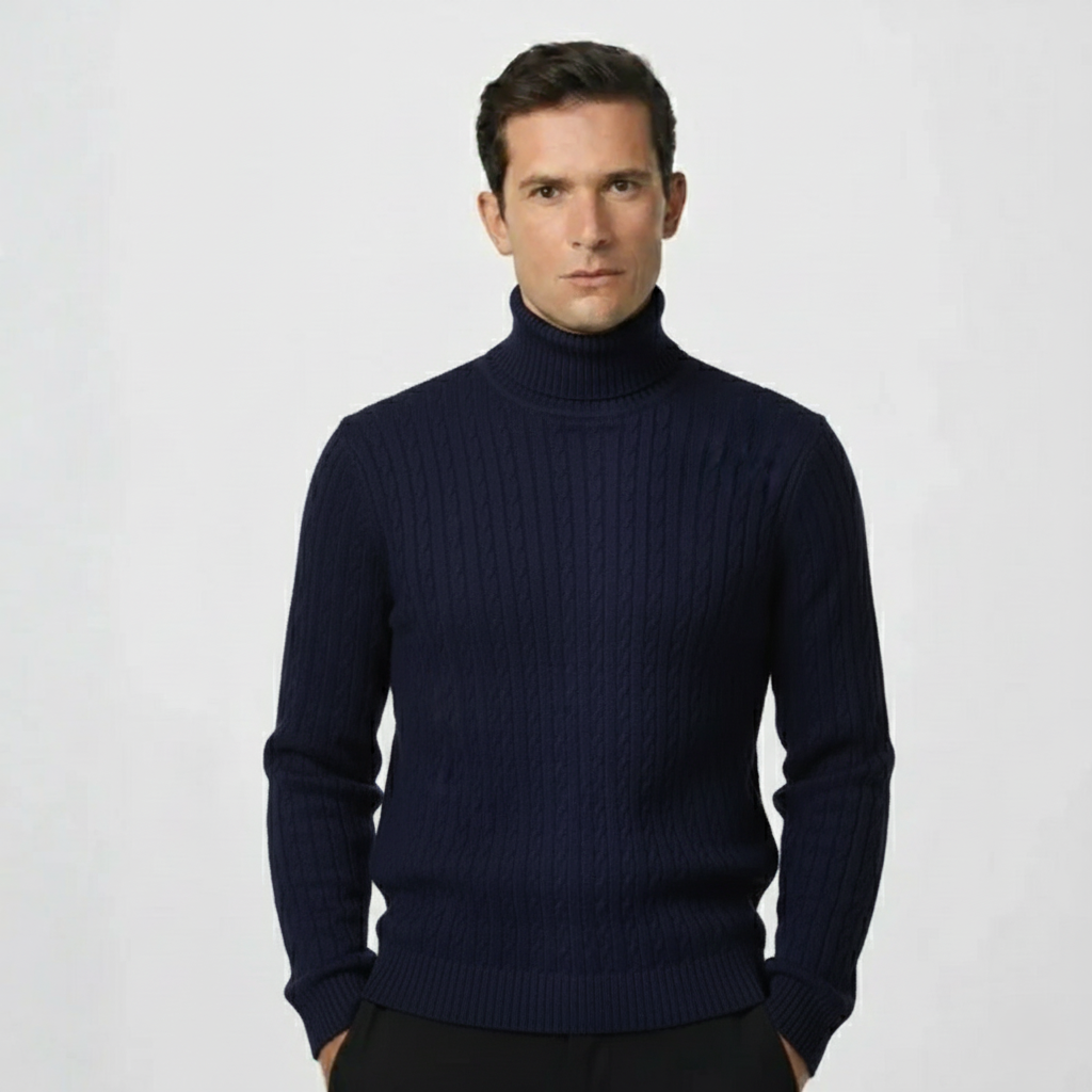 The Mayfair Cable Knit Roll Neck