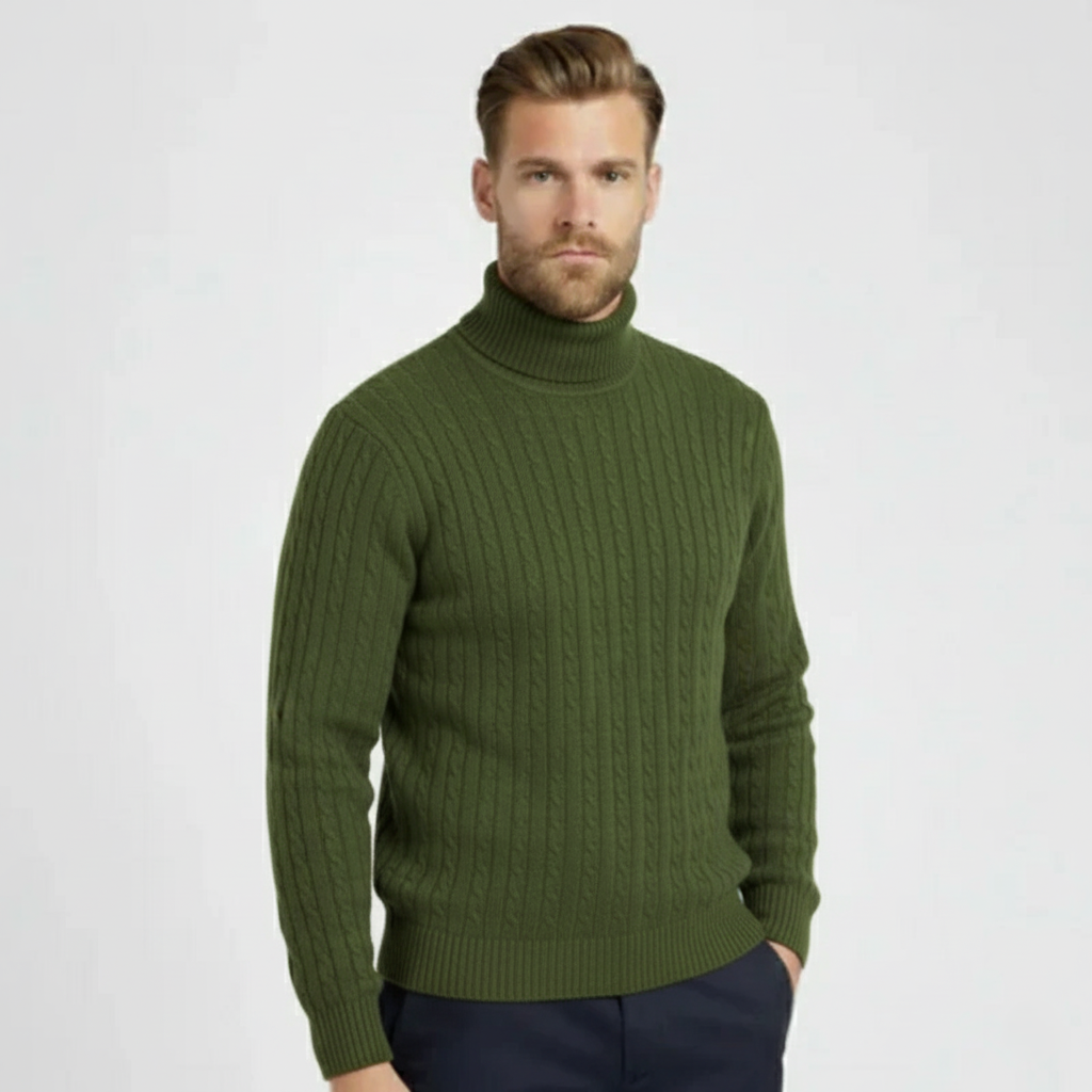 The Mayfair Cable Knit Roll Neck